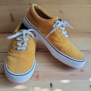 Sperry Men's Top-Sider Striper II CVO Corduroy Sneaker Yellow Corduroy Sz 7.5